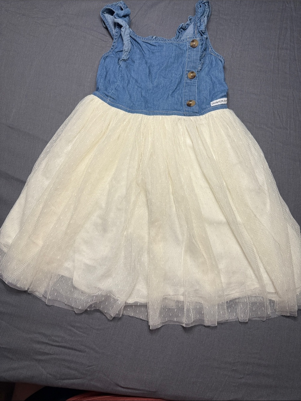 Calvin Klein Jeans Blue Denim Bodice with Cream Tulle Skirt